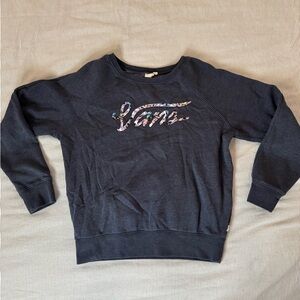 Vans EUC heathered blue Sweatshirt with Colorful Floral Design/ medium